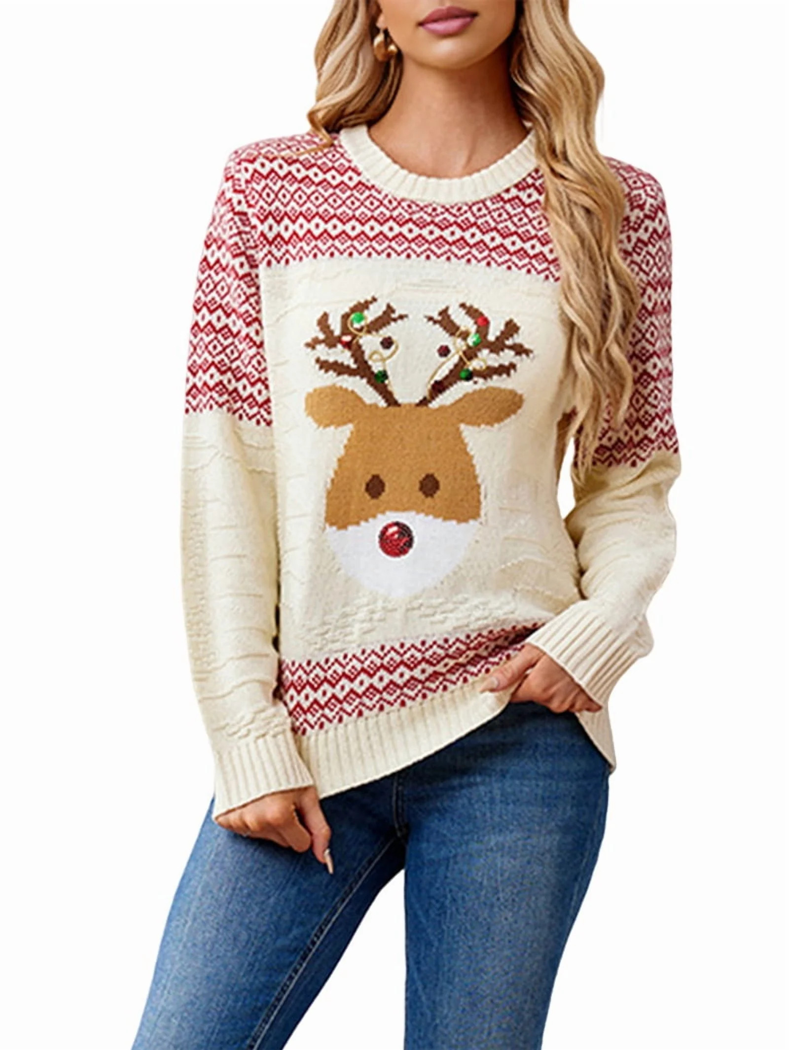 Ugly Christmas Sweaters for Women Cute Fuzzy Funny Wintertime and Holiday Parties Knitted Pullove... | Walmart (US)