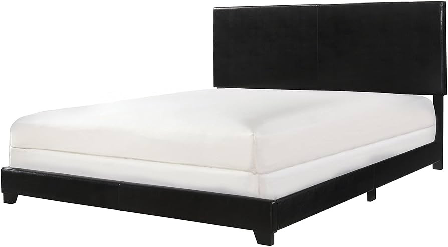 Crown Mark Erin Upholstered Panel Bed in Black, Queen | Amazon (US)