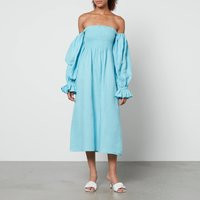 Sleeper Atlanta Shirred Linen Off-The-Shoulder Dress - L | Coggles (Global)