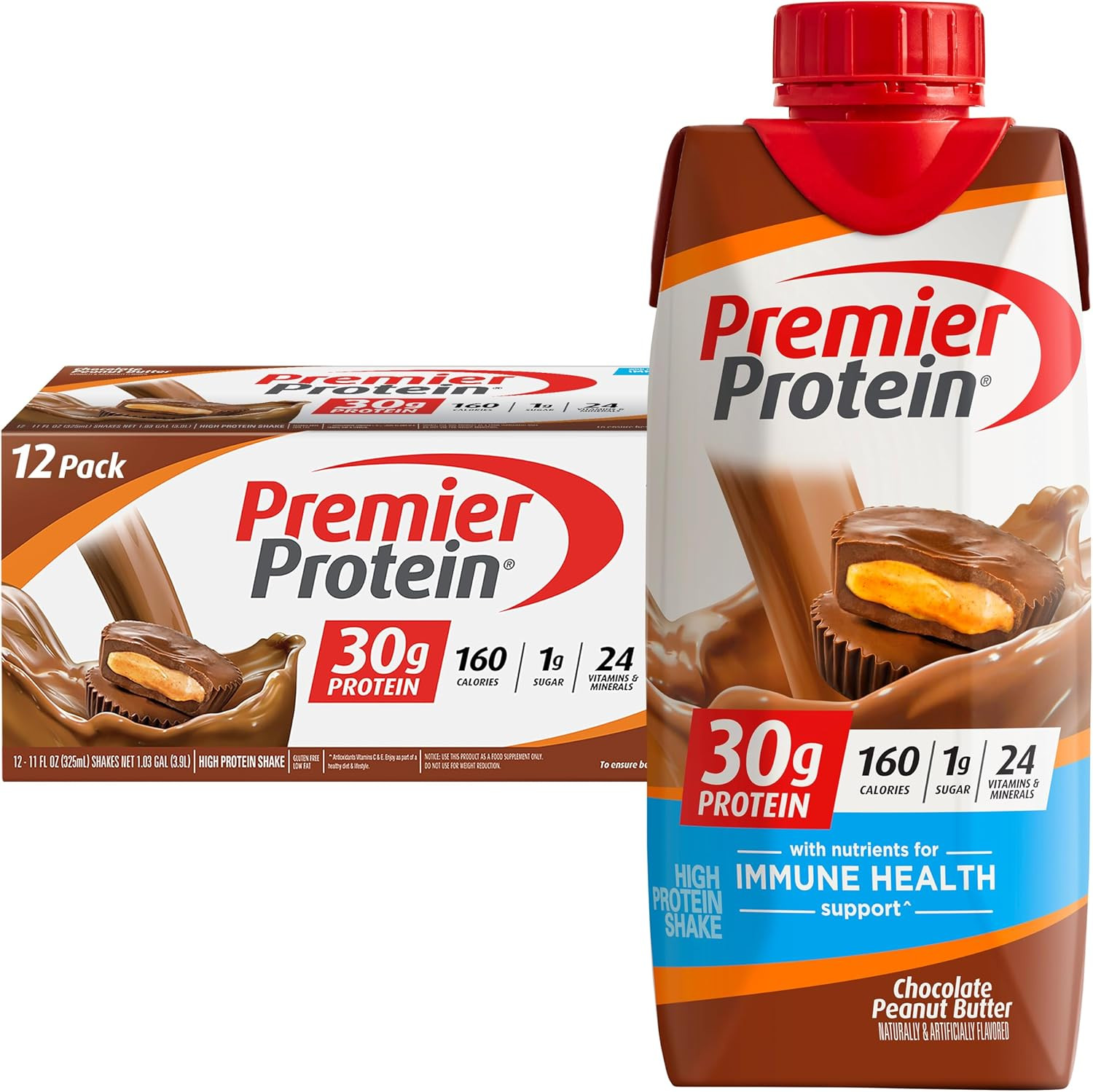 Premier Protein Protein Shake, Chocolate Peanut Butter, 30g Protein, 1g Sugar, 11 fl oz Pack of 1... | Amazon (US)