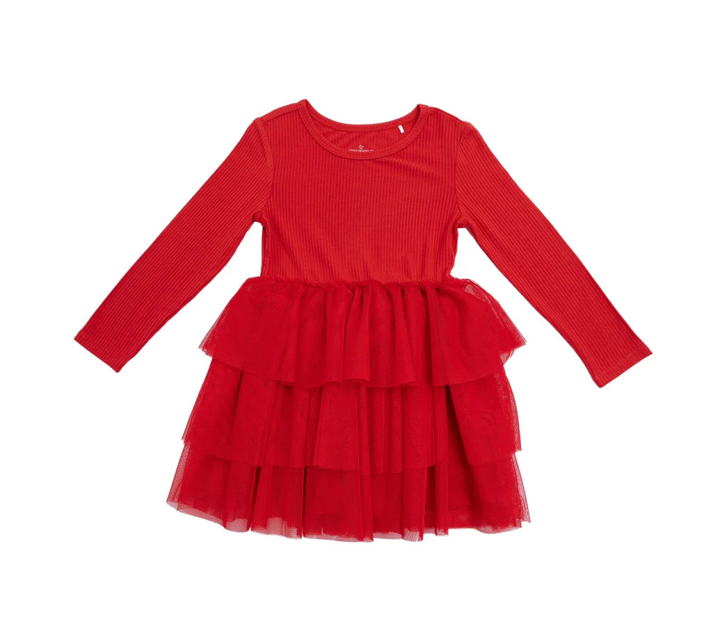 Red Ribbed Tutu Dress | Little Pajama Co.