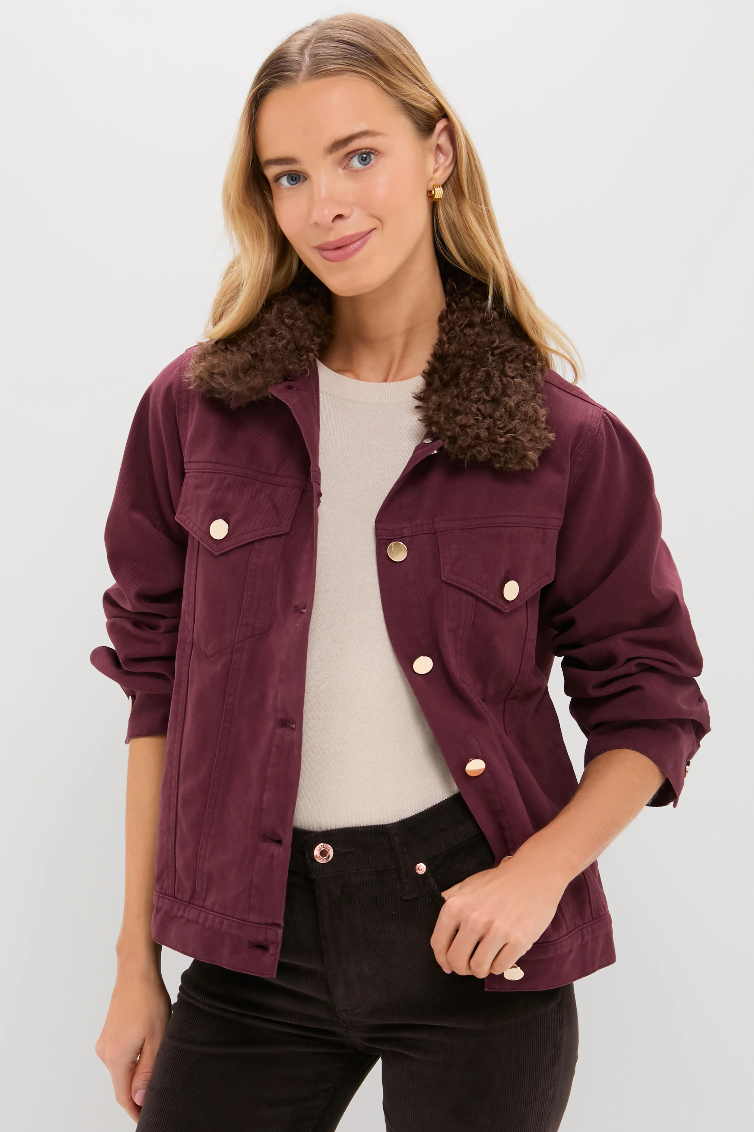 Maroon Denim Removable Collar Rocco Jacket | Tuckernuck (US)