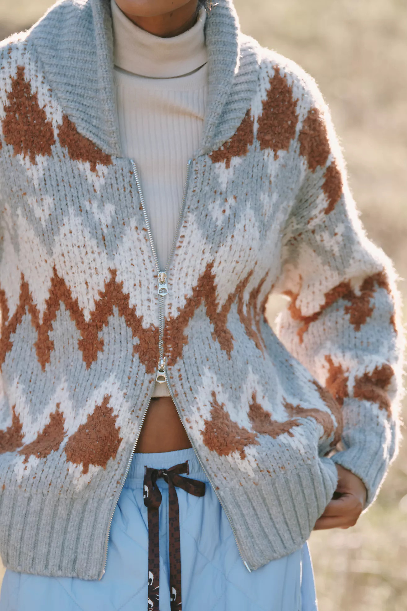 Varley Brockley Jacquard Zip-Front Cardigan Sweater | Anthropologie (US)