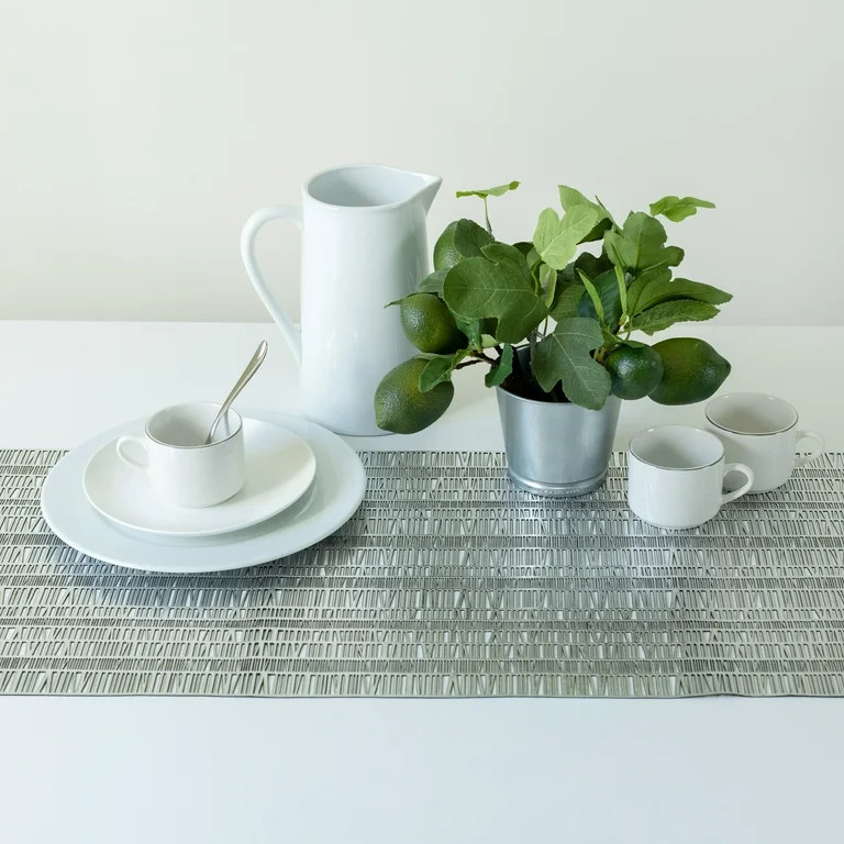 Mainstays Zayne Pressed Vinyl Table Centerpiece Silver/Black 15 x 37.8 | Walmart (US)