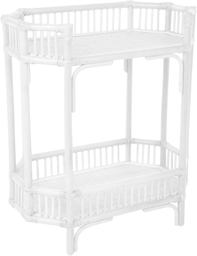KOUBOO Manhattan 2-Tier Console, White Rattan End Table | Amazon (US)