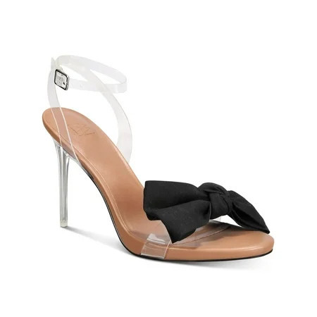 AAJ BY AMINAH Womens Clear Clear Cushioned Bow Accent Ankle Strap Aminah Almond Toe Stiletto Buckle Dress Heeled Sandal 6.5 M | Walmart (US)