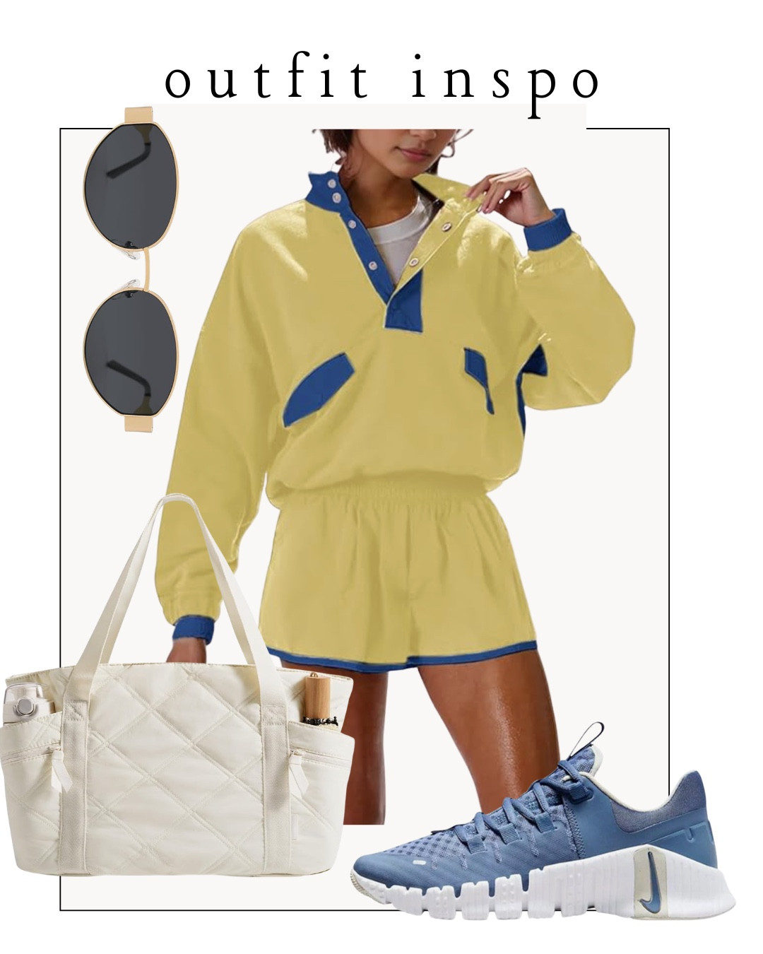 Yellow activewear set with a quilted tote bag, and Nike sneakers 






Amazon outfits, summer outfit inspo, outfit ideas, casual outfits amazon, amazon outfits every day, spring outfits 2026, summer outfits, amazon activewear, FP look for less, FP dupe

#LTKootd #LTKActive #LTKPetite