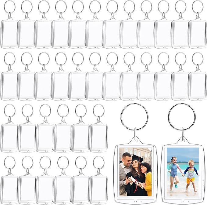 MTLEE 150 Pieces Photo Insert Keychain Clear Acrylic Picture Keychains Picture Frame Key Chain 2.... | Amazon (US)