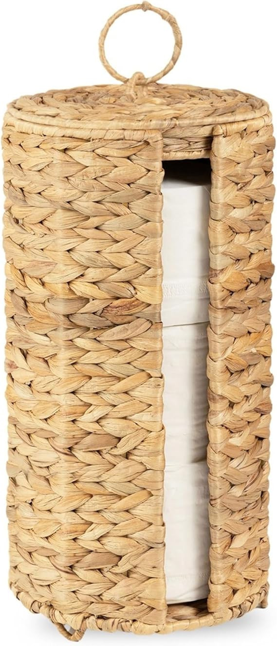 MINHKUST Wicker Toilet Paper Storage Stand with Lid - Rattan Toilet Paper Holder with Storage - B... | Amazon (US)