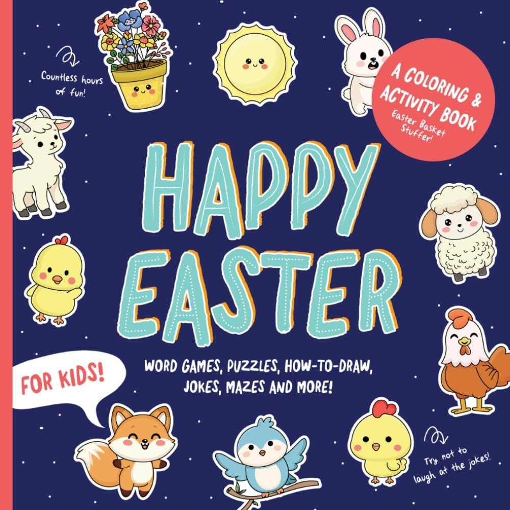 Happy Easter Coloring & Activity Book (Easter Basket Stuffer): Word Games, Puzzles, How-To-Draw, ... | Amazon (US)