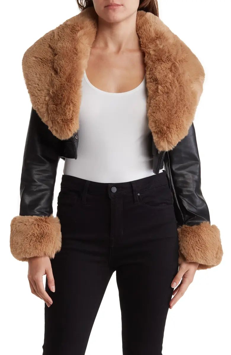 AZALEA WANG Faux Fur Collar Faux Leather Jacket | Nordstromrack | Nordstrom Rack