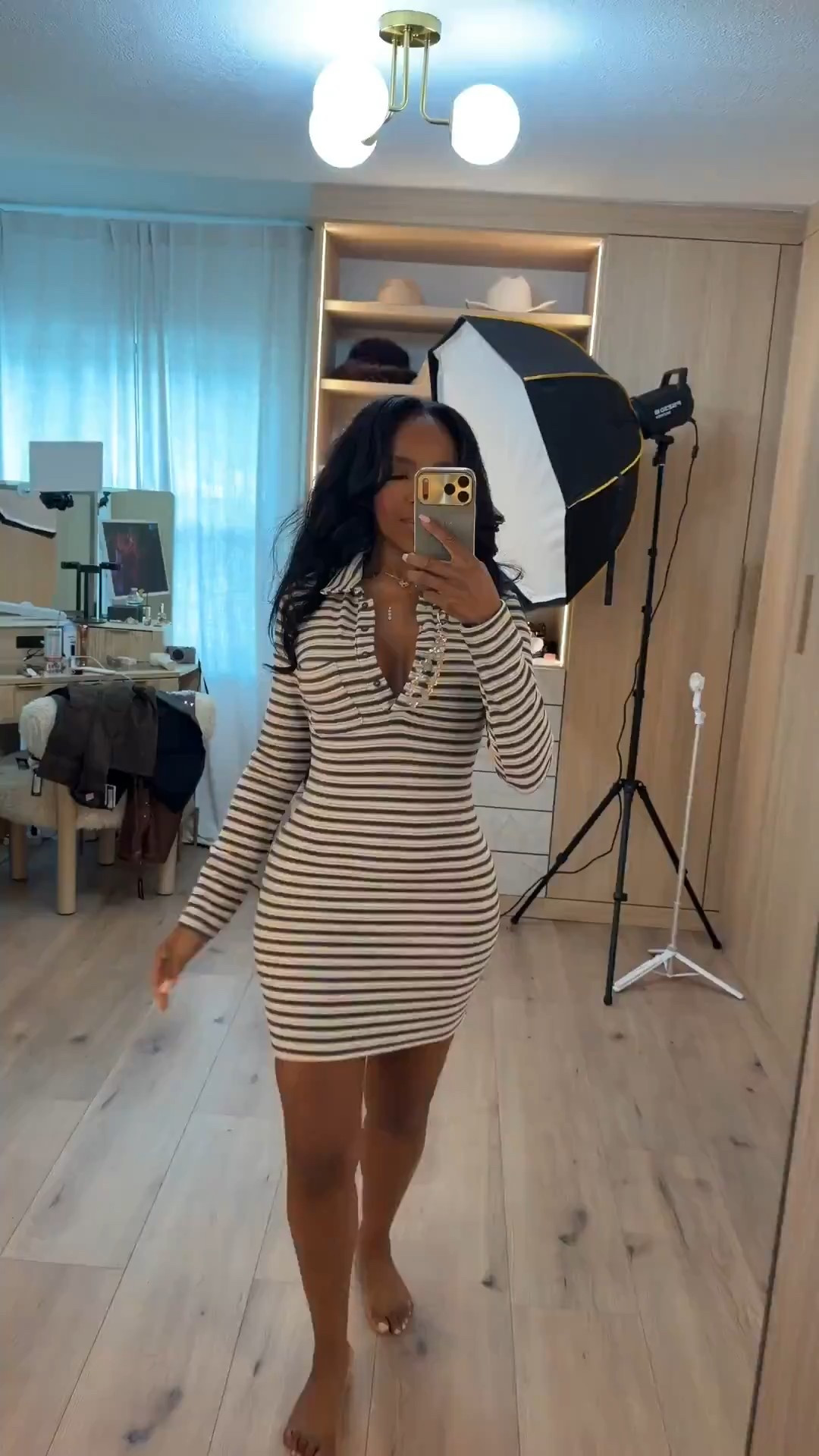 ✨ Curve-Hugging & Effortlessly Chic — this @PrettyLittleThing striped mini dress is the perfect blend of flattering and easy. The deep V neckline and soft stretch fabric hug in all the right places, giving you that casual-but-sexy vibe without trying too hard.

Perfect for daytime plans, quick errands in style, and laid-back date nights.

📏 Sizing:
Dress: Small  
Measurements: 5’4” · 138 lbs · 34D · 27” waist · 40” hips

Shop instantly on the app.

Striped mini dress styling, PrettyLittleThing dress find, bodycon mini outfit ideas, casual chic dress looks, neutral everyday outfits, effortless fitted dress inspiration.

Follow me on Instagram and YouTube @kirasfashionfinds

#LTKootd #LTKgrwm