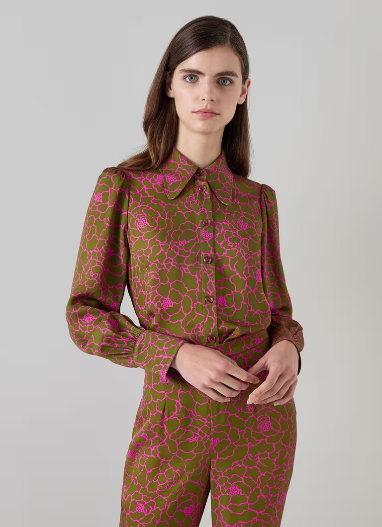 Sonya Olive & Magenta Peony Print Blouse | L.K. Bennett (UK)