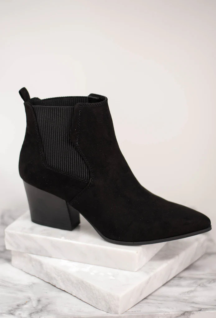 Rule Breaker Black Heeled Booties | The Mint Julep Boutique