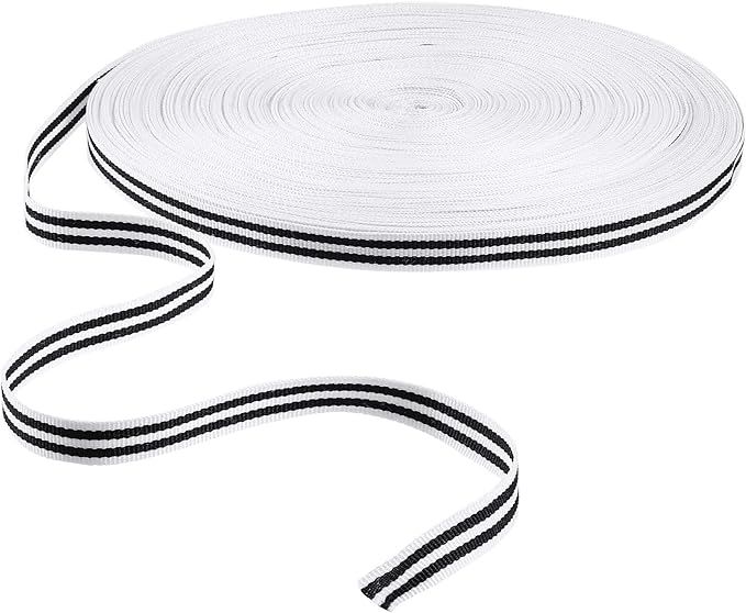 55 Yards Natural Stripes Ribbon Black and White Striped Ribbon Striped Fabric Grosgrain Ribbon Wr... | Amazon (US)