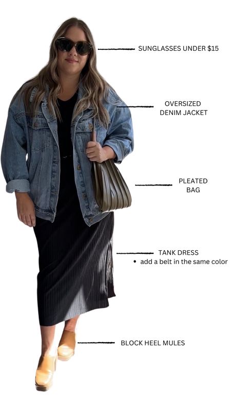 Black dress casual outfit idea

Tank dress plisse dress target finds oversized denim jacket 