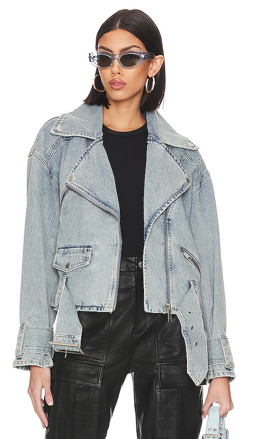 Kiera Denim Jacket in Mid Blue Wash | Revolve Clothing (Global)