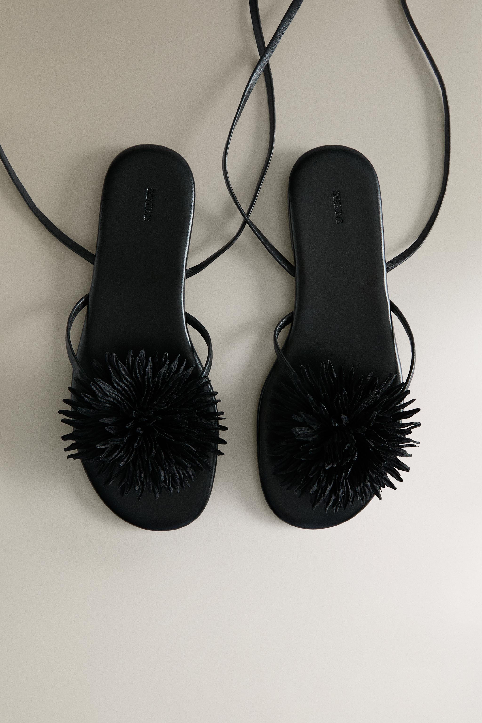 FLORAL LEATHER SANDALS | Zara US