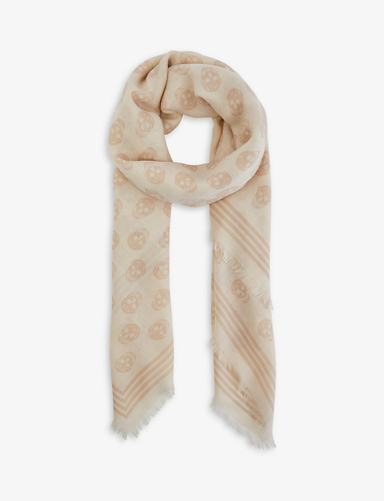 ALEXANDER MCQUEEN Skull-print wool scarf | Selfridges
