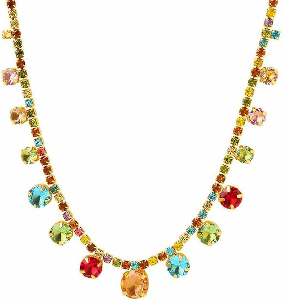 Beaded choker necklace with 18k for women colorful handmade adjustable | Amazon (US)