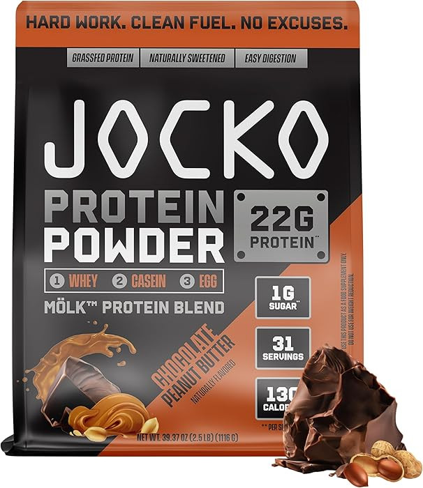 Jocko Fuel Mölk Whey Protein Powder 22g Low Sugar Monk Fruit Blend - Muscle Recovery & Growth, P... | Amazon (US)