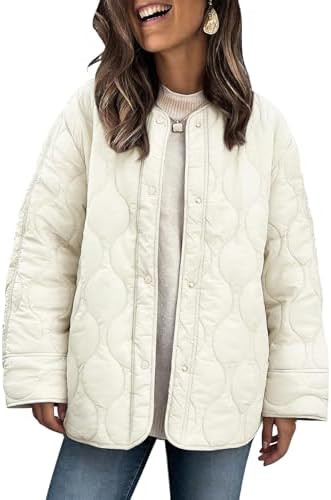 PEHMEA Women's Oversized Lightweight Quilted Jacket Button Down Fall Winter Coats Puffer Padded w... | Amazon (US)