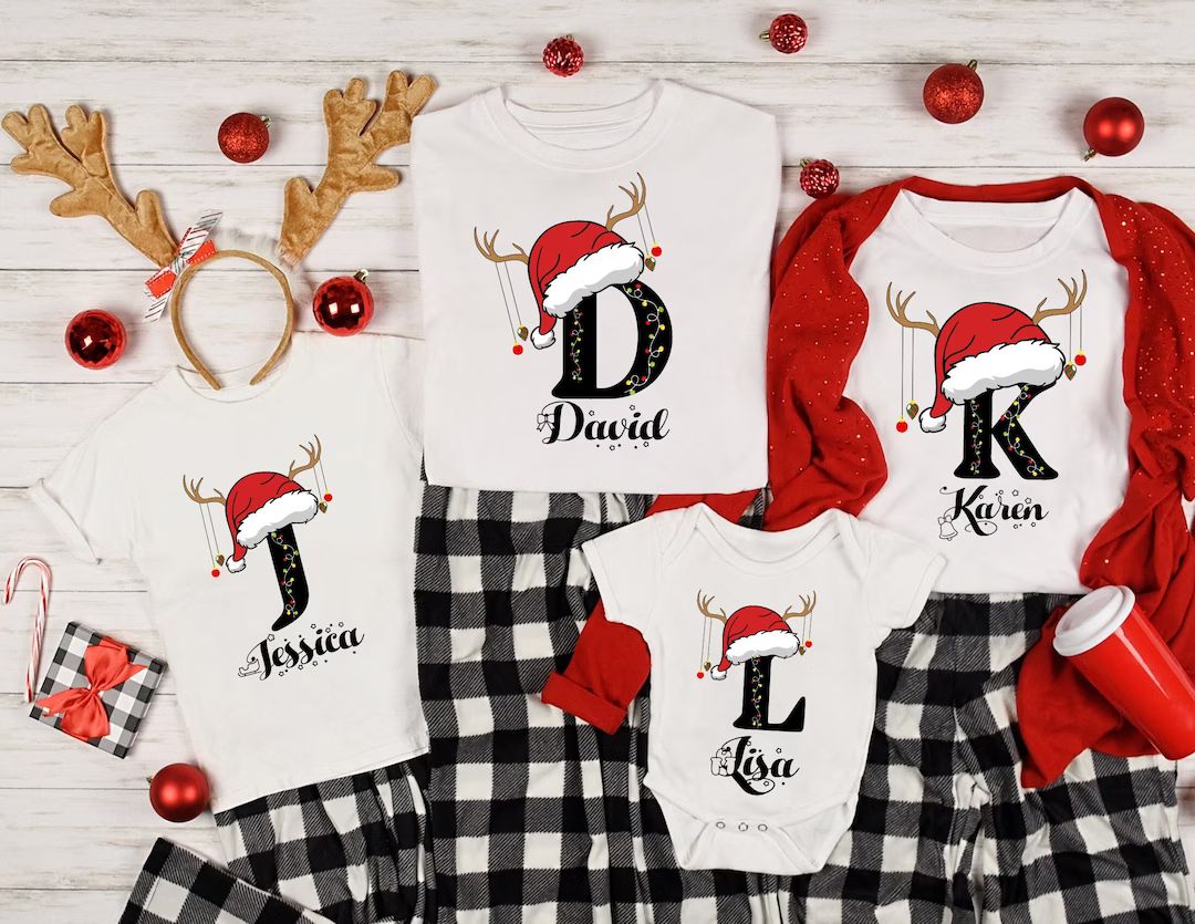 Family Christmas Name Shirt Monogrammed Family Christmas - Etsy | Etsy (US)