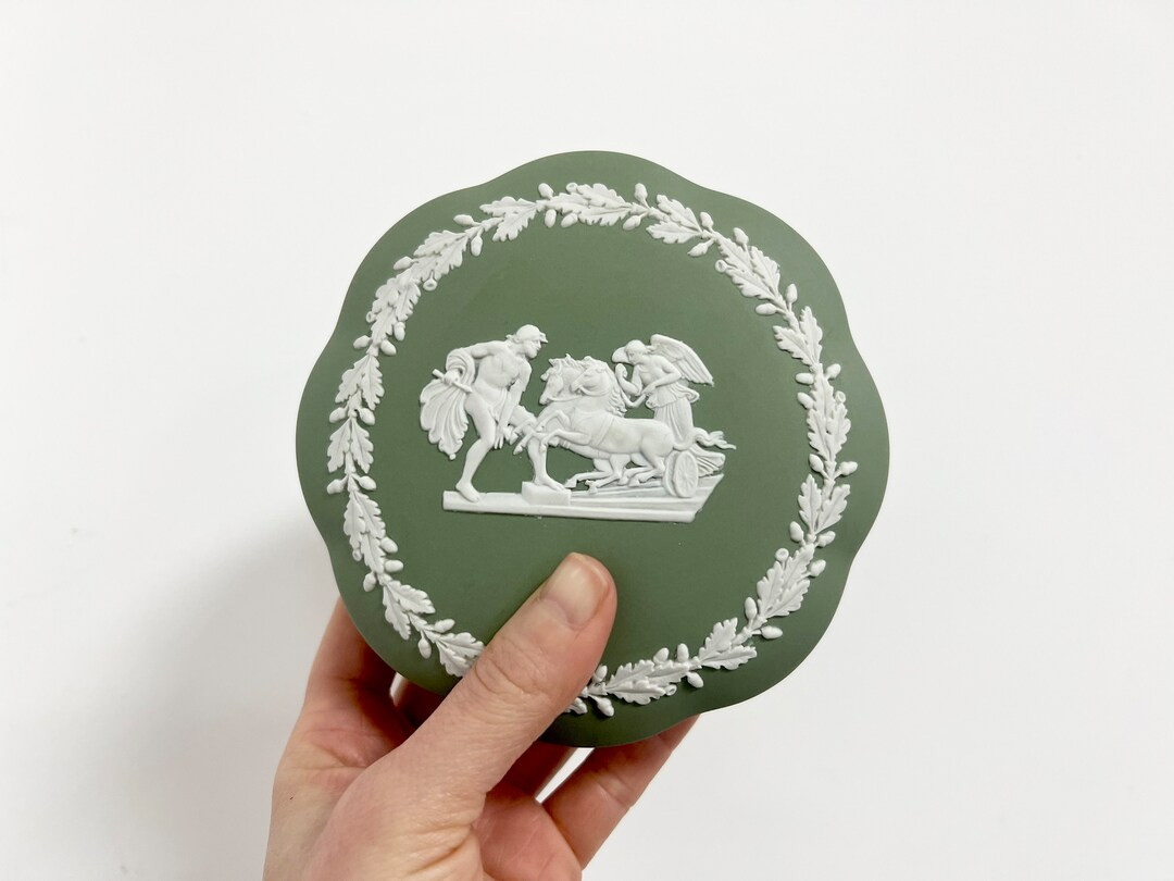 Vintage Wedgwood Sage Green Jasperware Trinket Box: English Pottery - Etsy | Etsy (US)