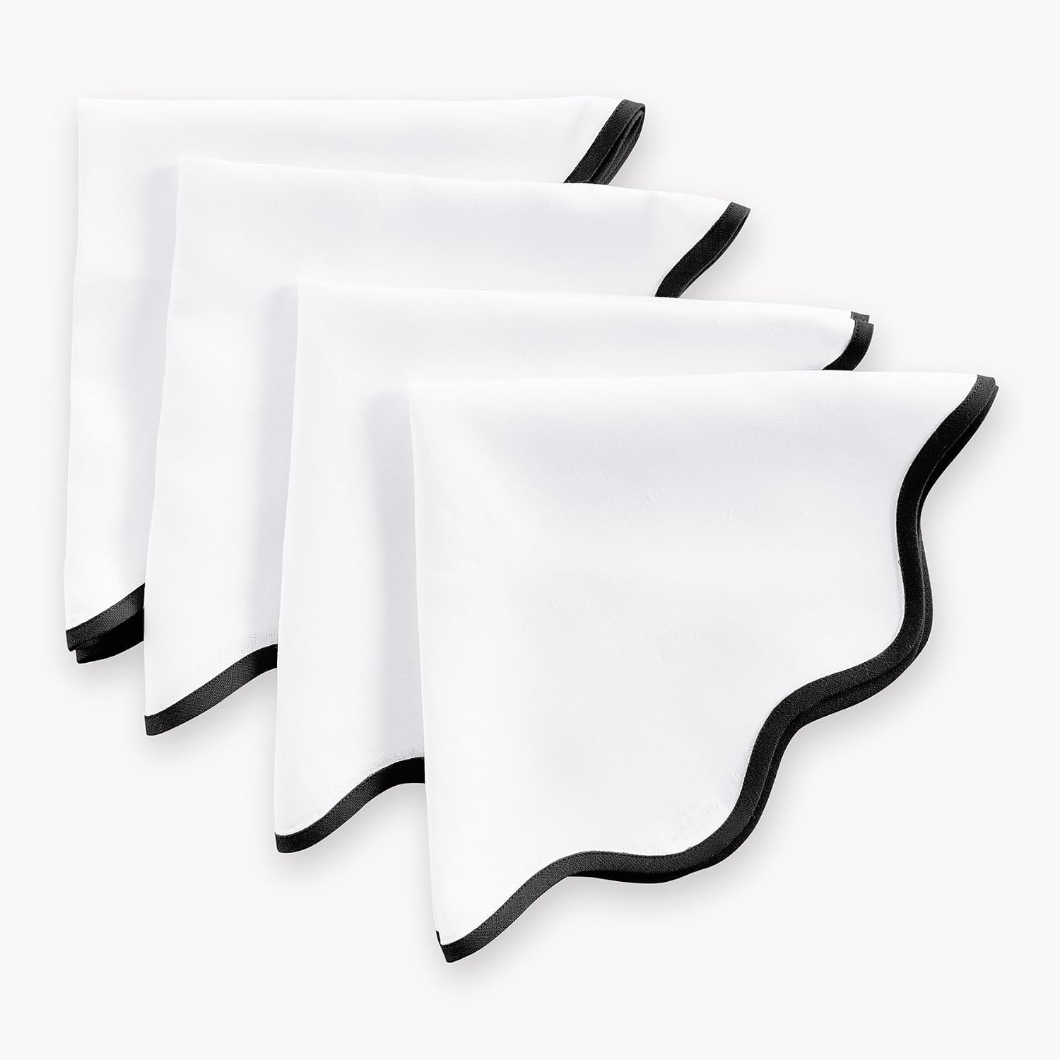 Solino Home 100% Pure Linen Napkins, 20 in Round, Black and White, Set of 4 | Amazon (US)