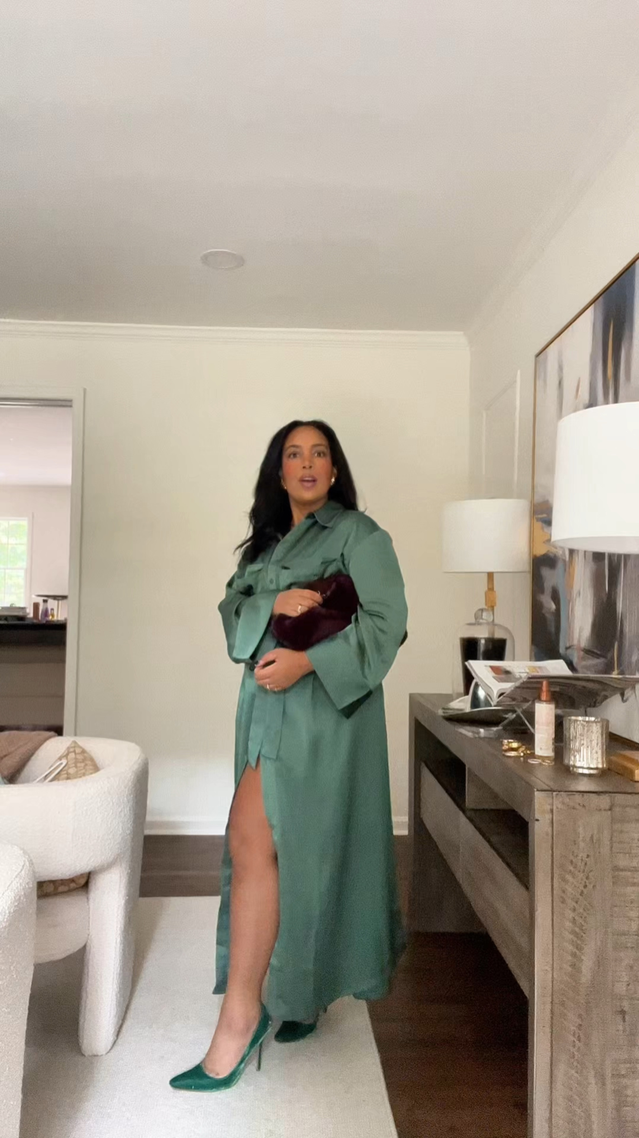 Recreate this look! the green and burgundy are perfect for fall and holiday events! 

#LTKParties #LTKVideo #LTKMidsize