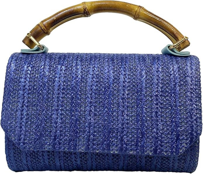2026 Straw Clutch Bag Bamboo Handle Chic Versatile Elegant Handbag Woven Beach Purse Flip Top Env... | Amazon (US)