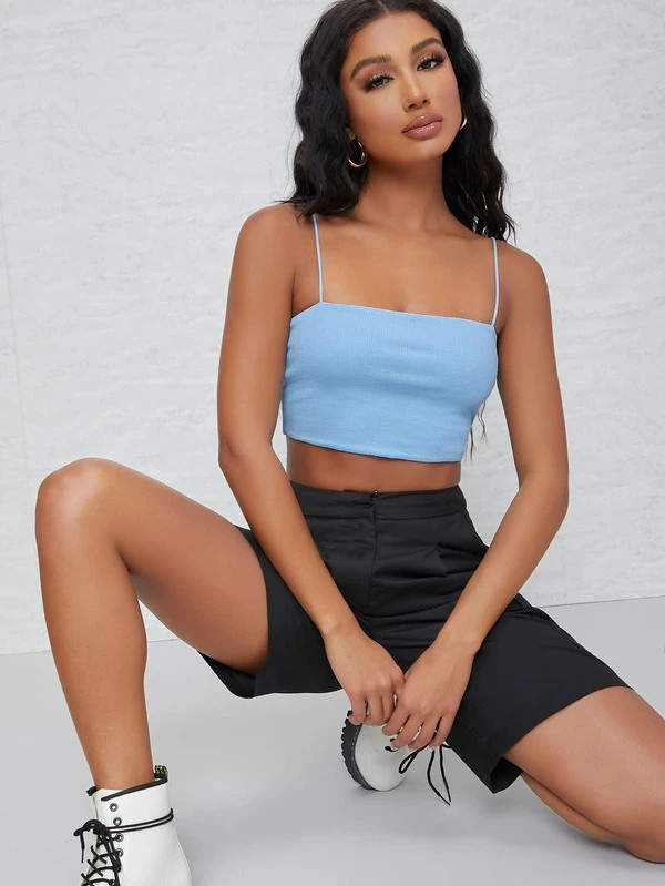 SHEIN Ribbed Cropped Cami Top | SHEIN