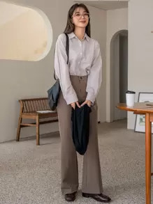 DAZY Vertical Striped Drop Shoulder Blouse | SHEIN