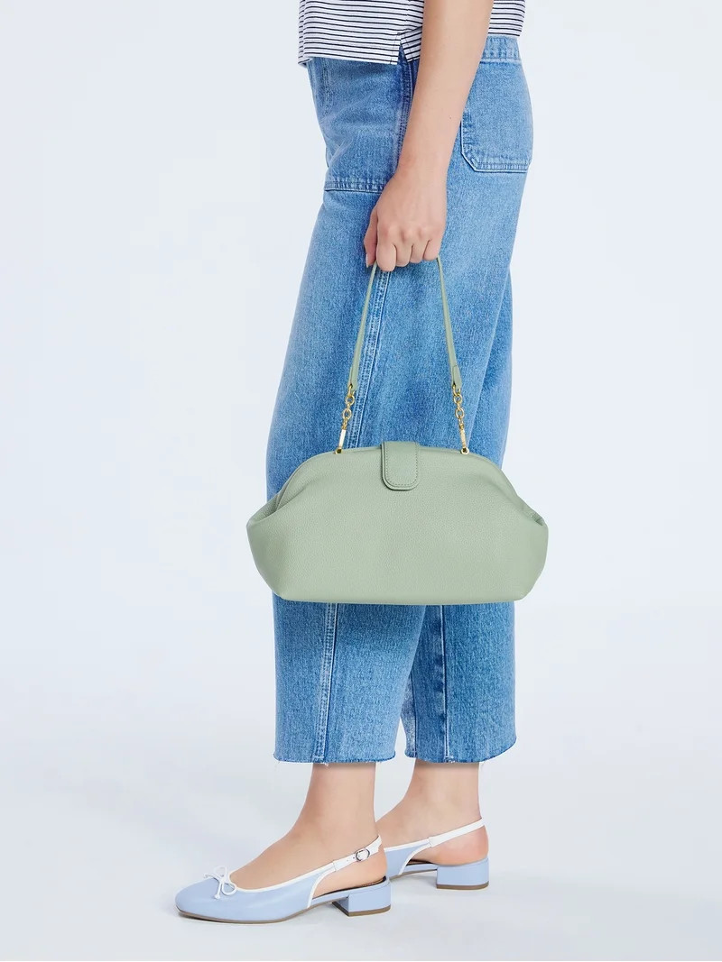 Free Assembly Women's Faux Leather Clutch Handbag, Sage Green | Walmart (US)