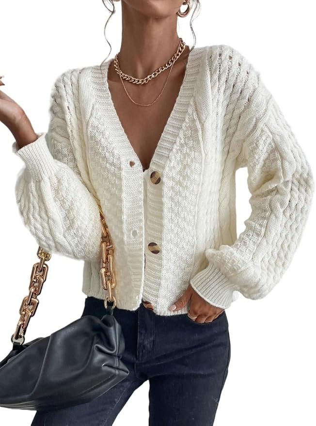 Fall Knit Outwear Women's Cardigans Long Sleeve Knit Solid Single Breasted Cardigan | Amazon (US)