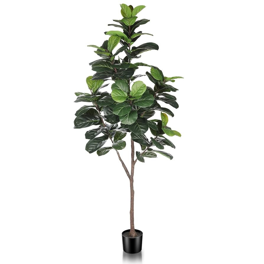 Artificial Fiddle Leaf Fig Tree - 6.5ft Faux Ficus Lyrata Plant with 108 Fiddle Leaves Fake Fig S... | Amazon (US)