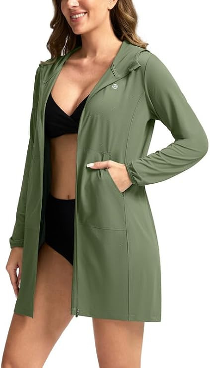 Women's UPF 50+ Swim Cover Up Sun Protection Hoodie Long Jacket SPF Lightweight Beach Cover Ups f... | Amazon (US)