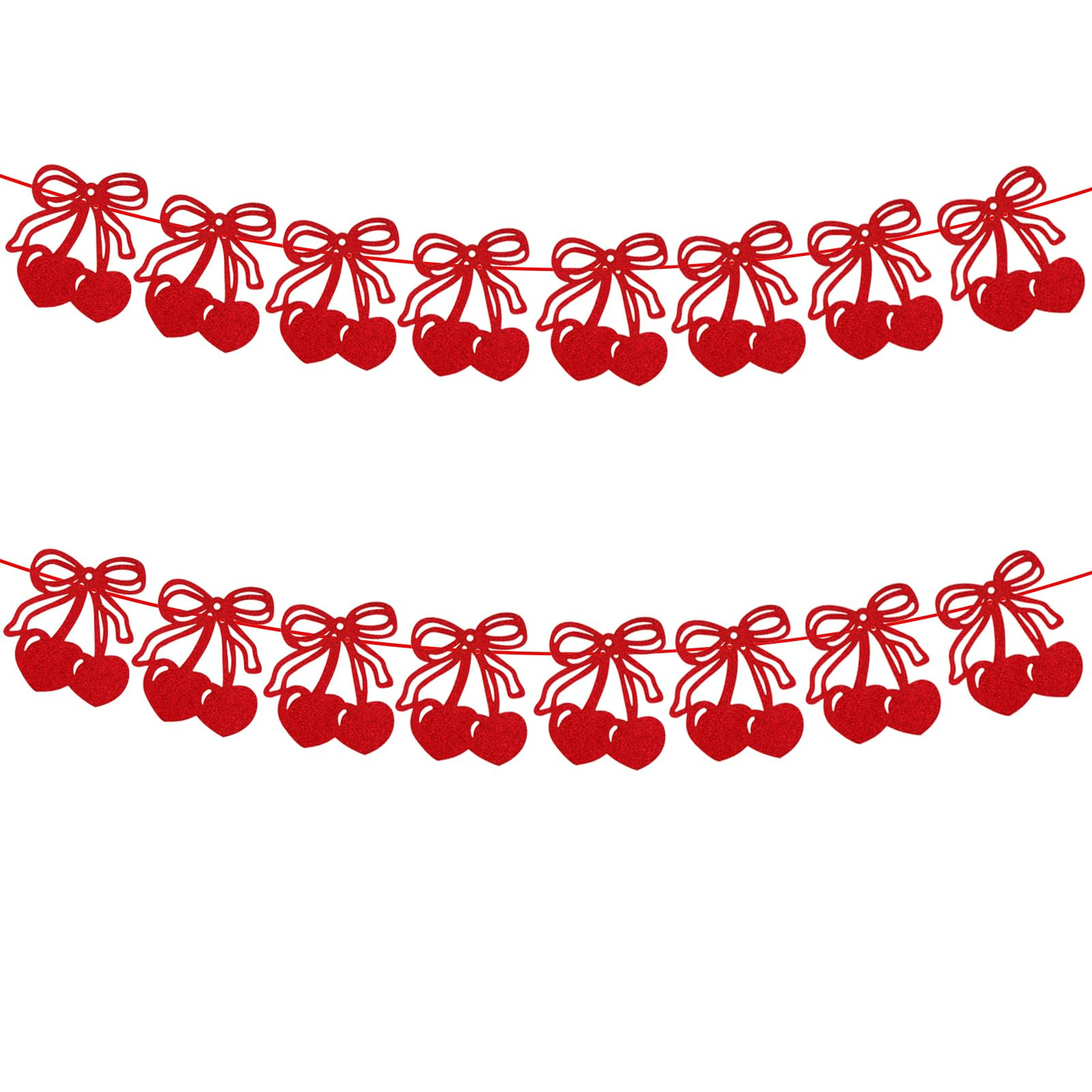 2Pcs Cherry Banner Red Glitter Cherry Garland Cherry Fruit Hanging Decor Cherry Theme Home Decor ... | Amazon (US)