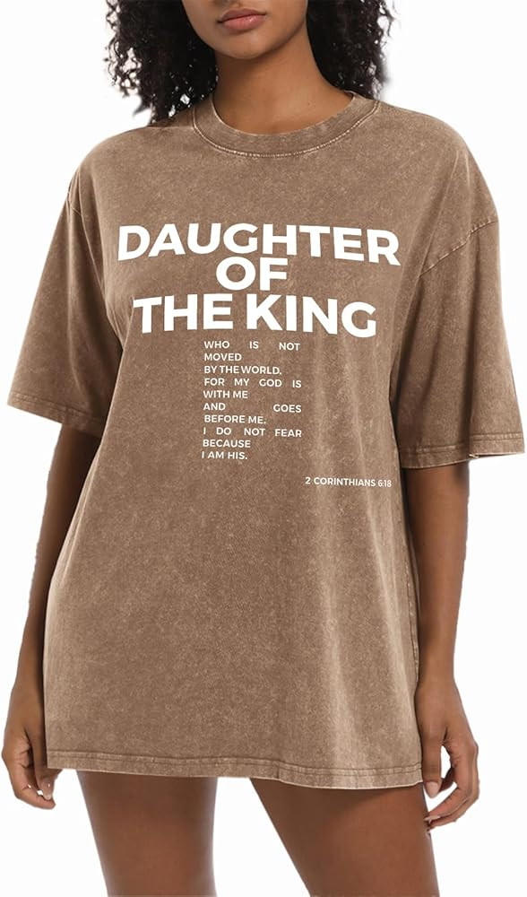 Christian Oversized Shirts for Women Daughter of The King Shirt Bible Verse Graphic Tees Religiou... | Amazon (US)