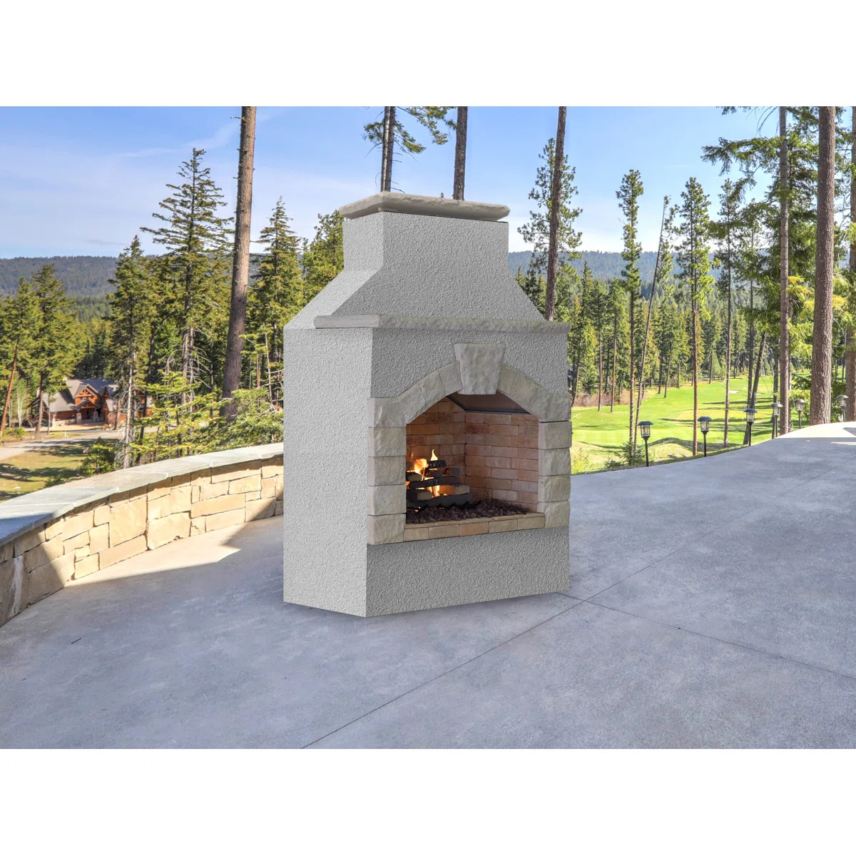 Square Stucco Propane Smokeless Outdoor Fireplace | Wayfair North America