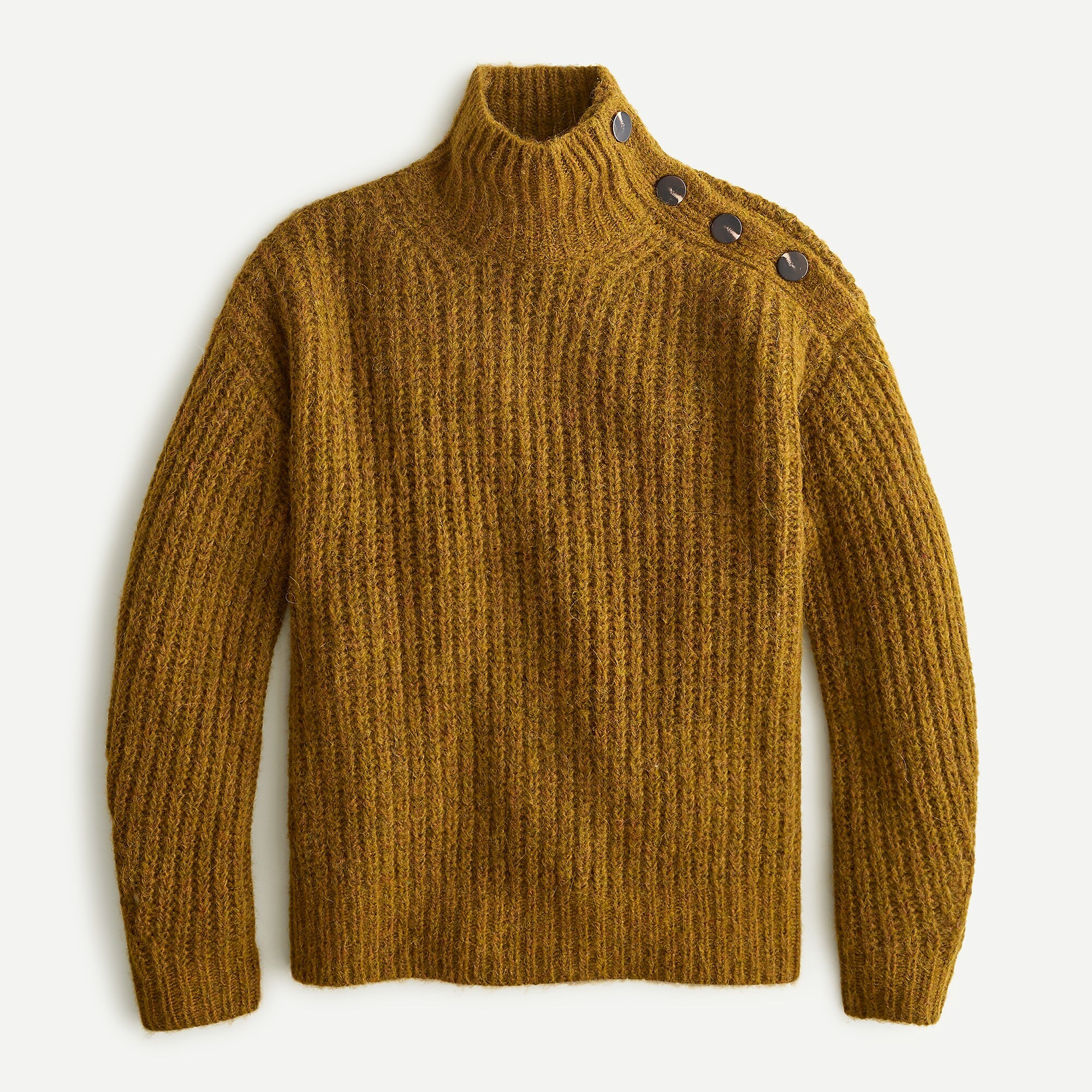 Alpaca-blend turtleneck sweater with shoulder buttons | J. Crew US
