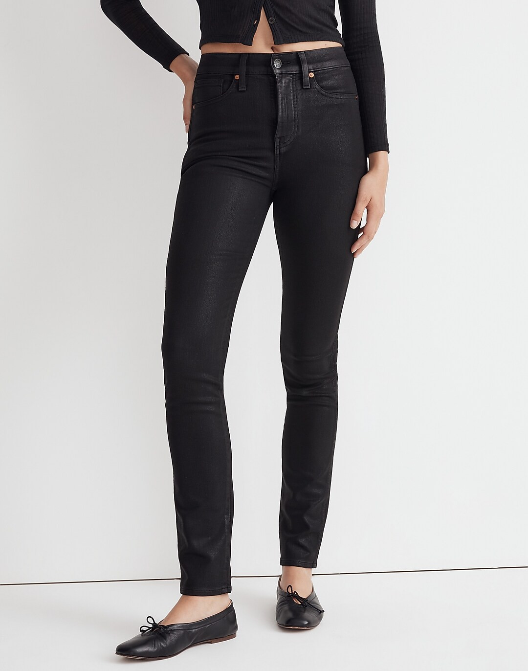 Stovepipe Jeans in True Black Wash: Coated Edition | Madewell