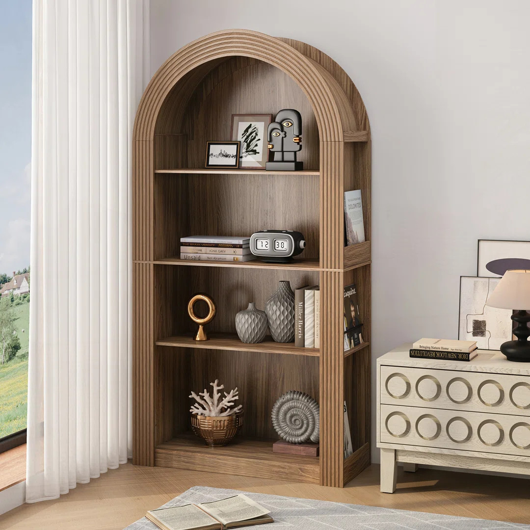78.74" Tall 4-Tier Arched Bookcase with Open Display Storage Shelf | Wayfair North America