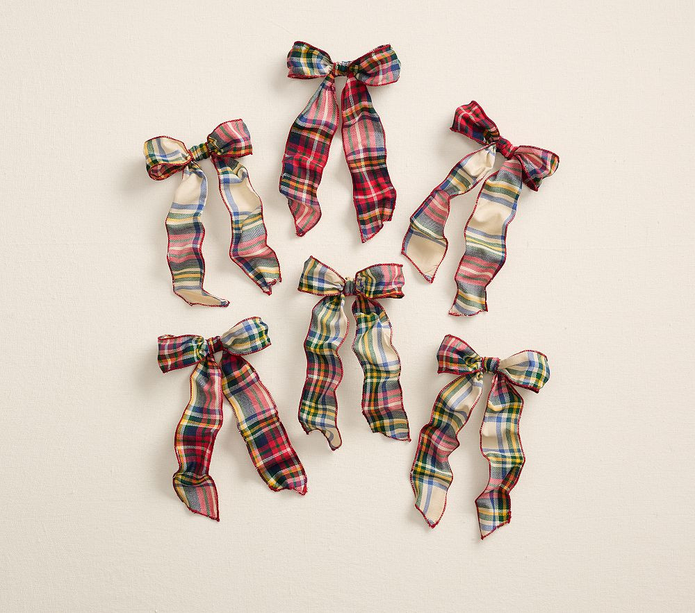 Stewart Plaid Bow Tree Clips, Set of 6 | Pottery Barn Kids