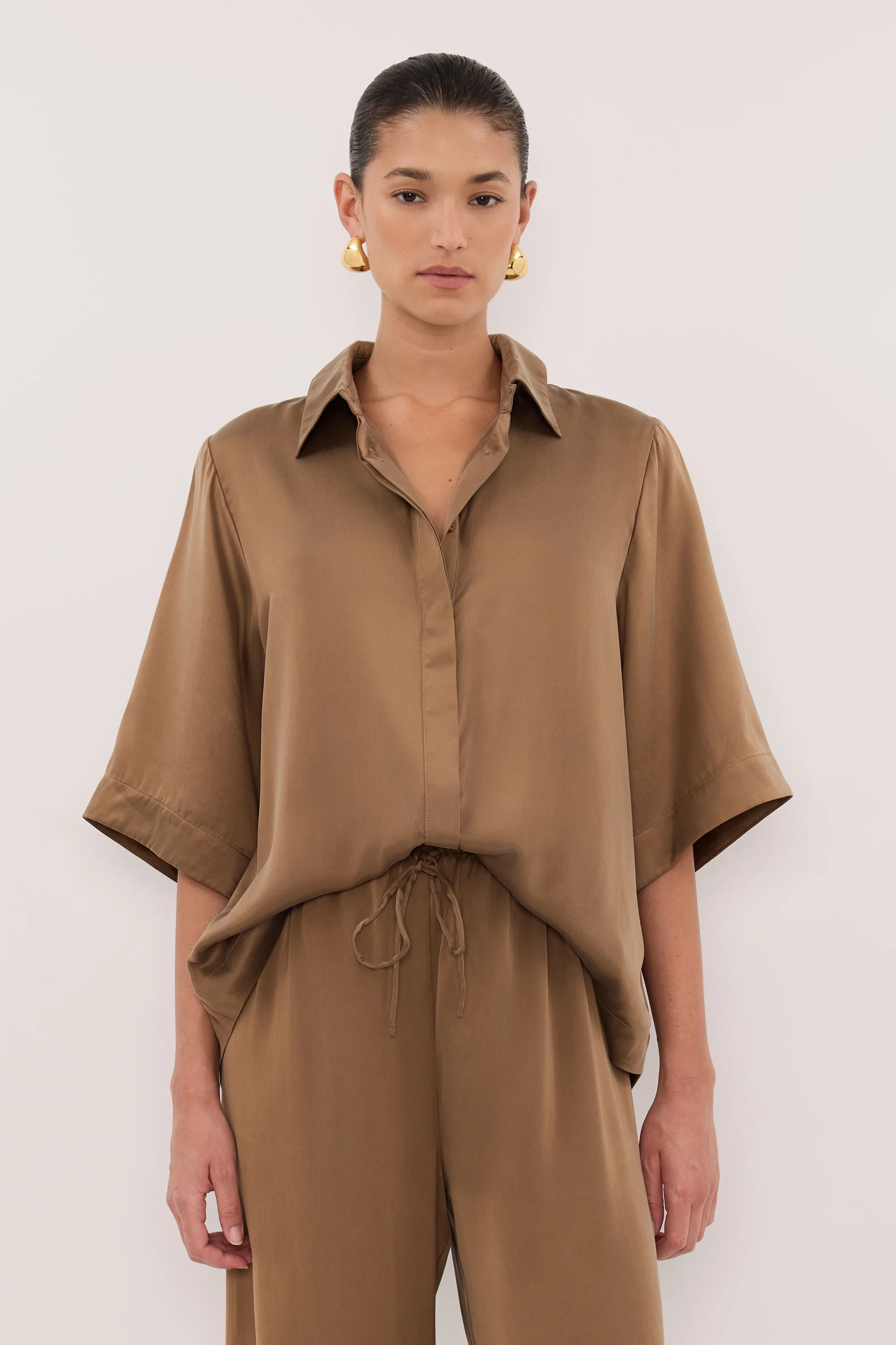 PERCY CHESTNUT SILK SHIRT | DISSH