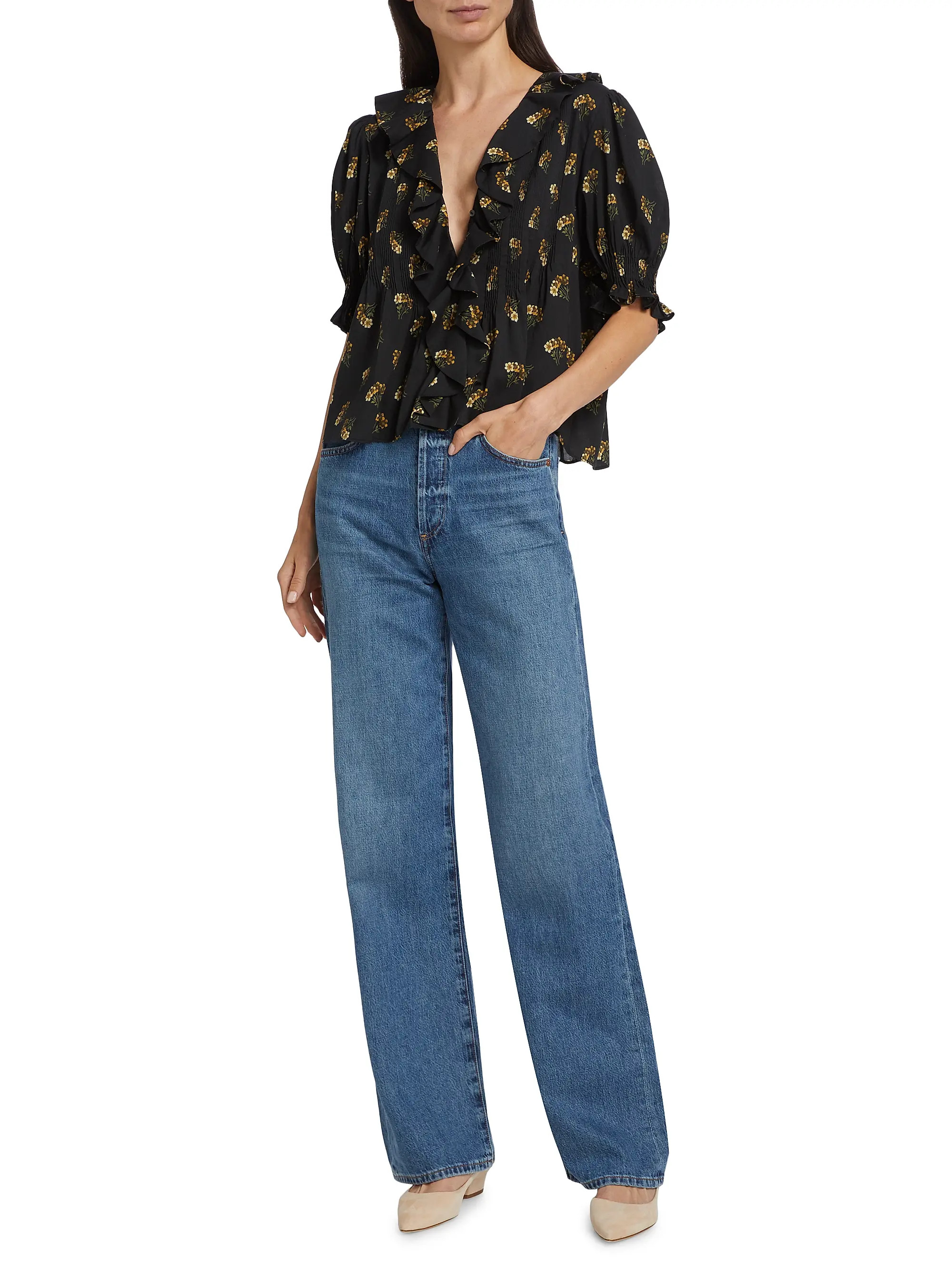 Henri Floral Ruffle Blouse | Saks Fifth Avenue