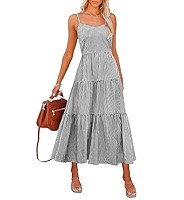 ANRABESS Womens Summer Midi Dresses Casual Striped Plaid Sleeveless Flowy Maxi Dress 2026 Beach V... | Amazon (US)