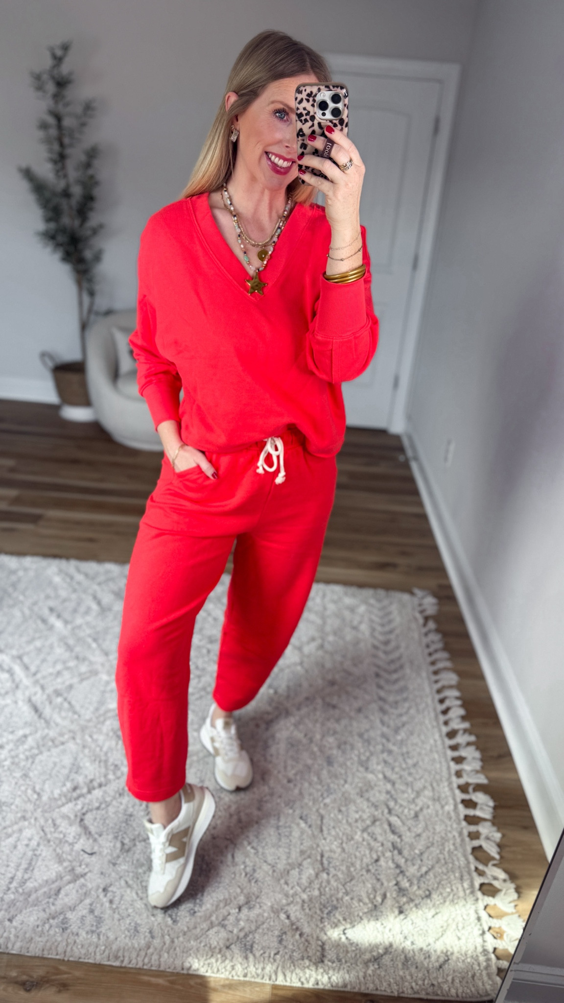 Cutest red lounge set with barrel leg 

#LTKmomlife #LTKootd