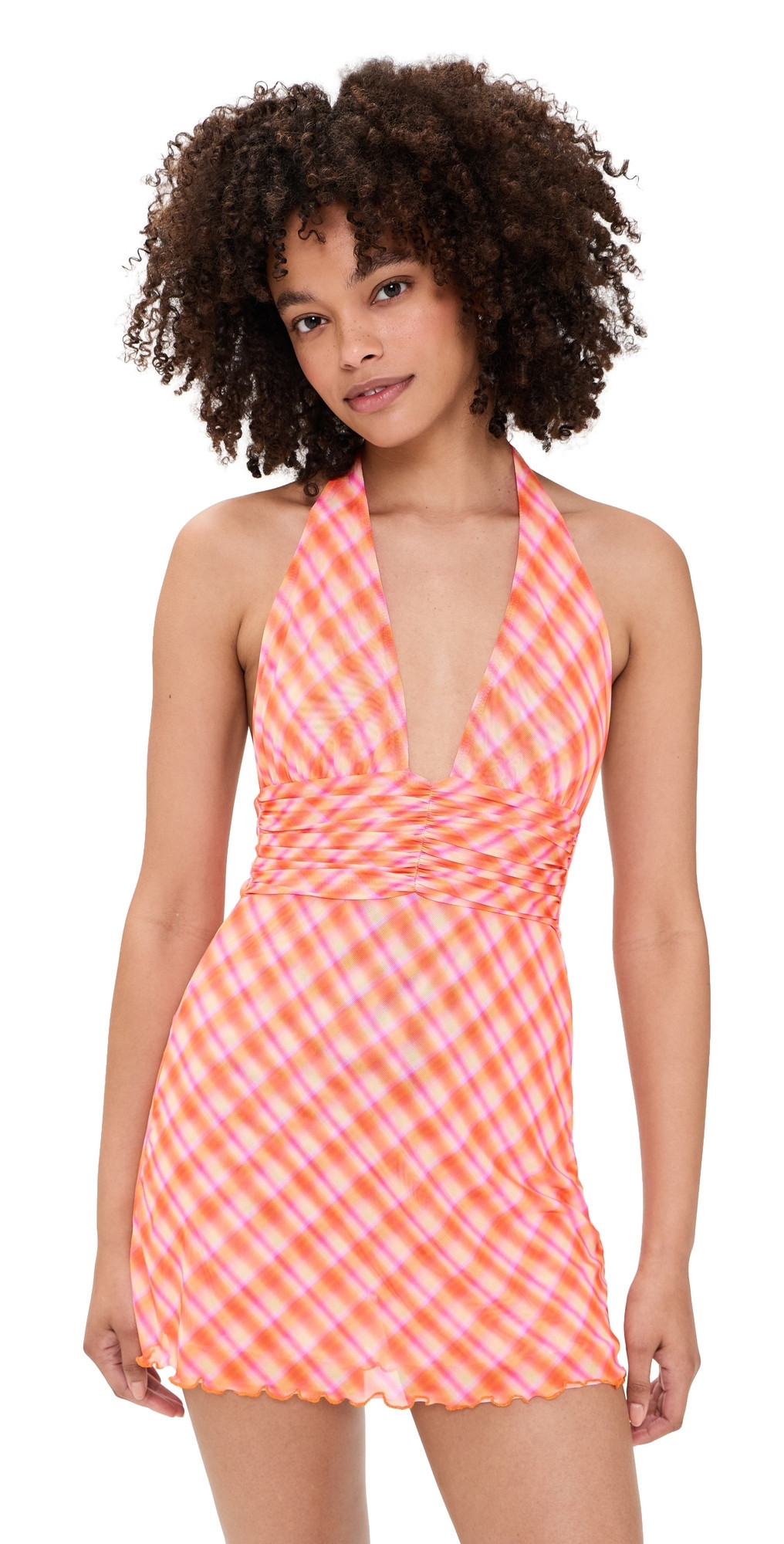RESA Clint Mini Dress Orange Plaid L | Shopbop