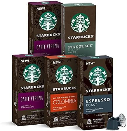 Starbucks by Nespresso, Intense Variety Pack (50-count single serve capsules, 10 of each flavor, com | Amazon (US)